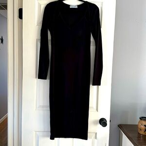 Long black dress with long sleeves